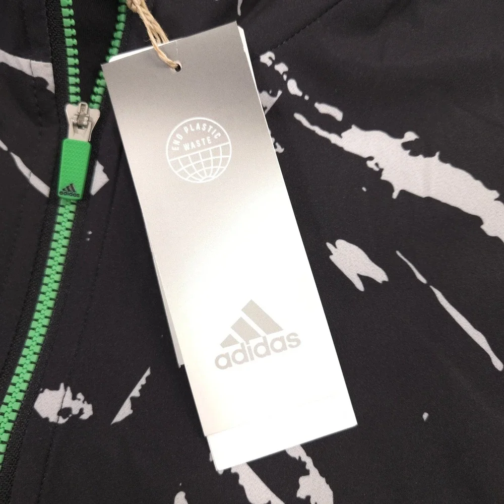 Adidas Hoodie Mens L Black White Splatter Cold RDY Half Zip Pullover‎ Golf Sport